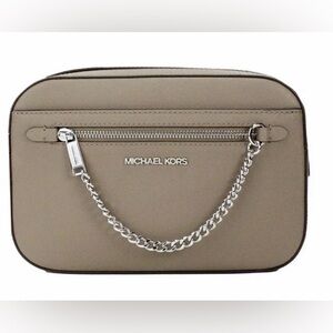 Michael Kors Women's Jet Set Logo East West Zip Chain Crossbody